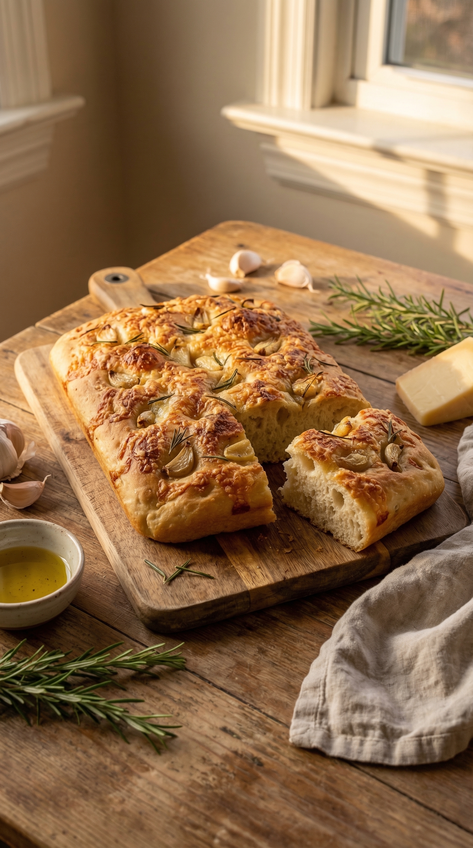 Gluten-Free Cheesy Garlic Chickpea Focaccia