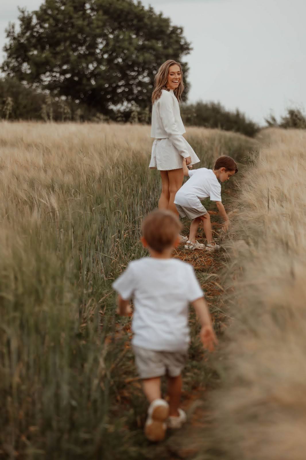 Saskia with her boys in the countryside